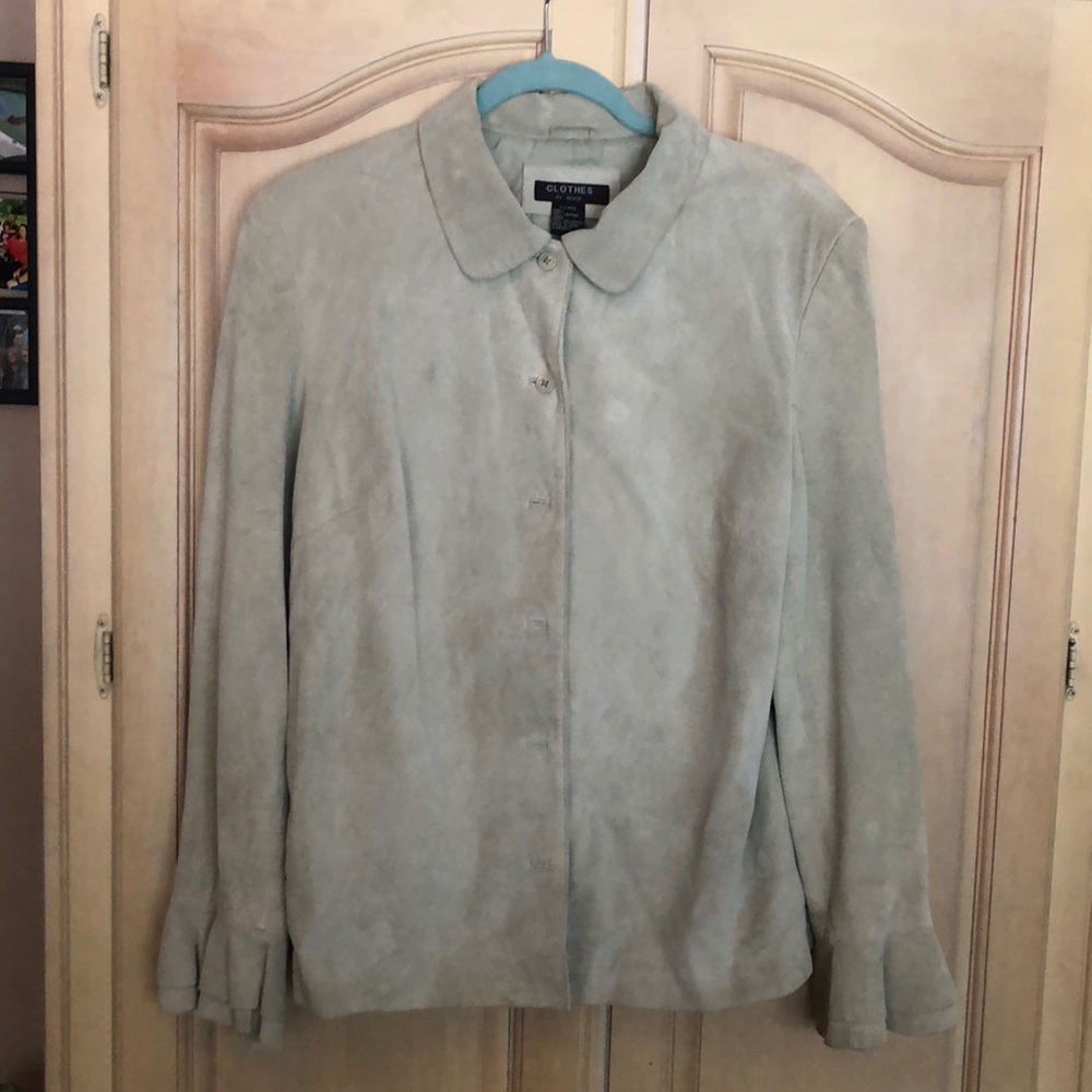 Sage green color suede jacket